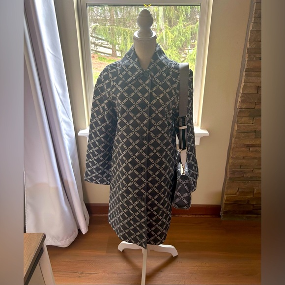 MICHAEL Michael Kors Jackets & Blazers - 2PC. Michael Kors Empire Logo Jacquard Balmaccan Coat Sz. M W/Matching Handbag🖤🤍